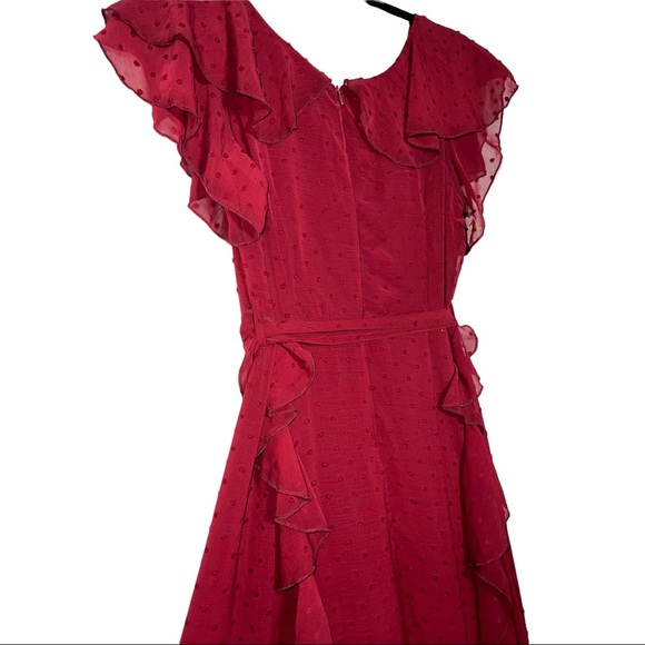 Gorgeous Listicle Burgandy Textured Maxi Flowy Ruffle Design Size M Boutique - Picture 5 of 7